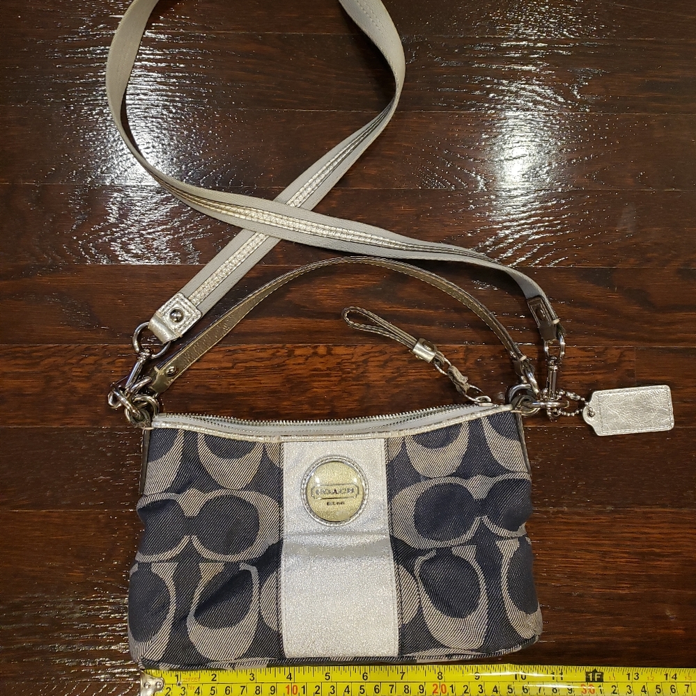 Coach silver trim crossbody bag